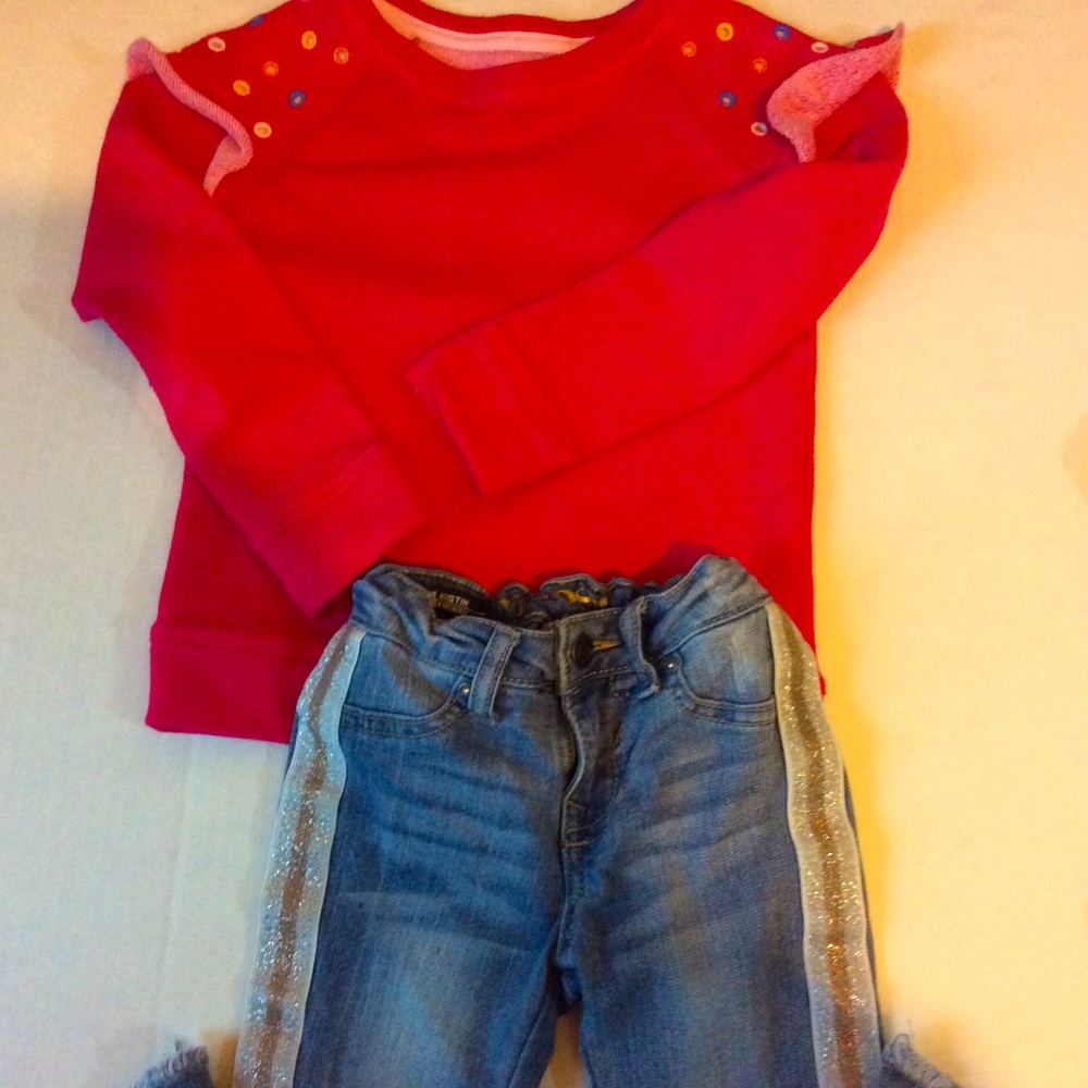 Girls Cat Jack Sweat Shirt Vigoss Blue Jeans